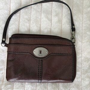 Fossil Dark Brown Leather Wristlet
